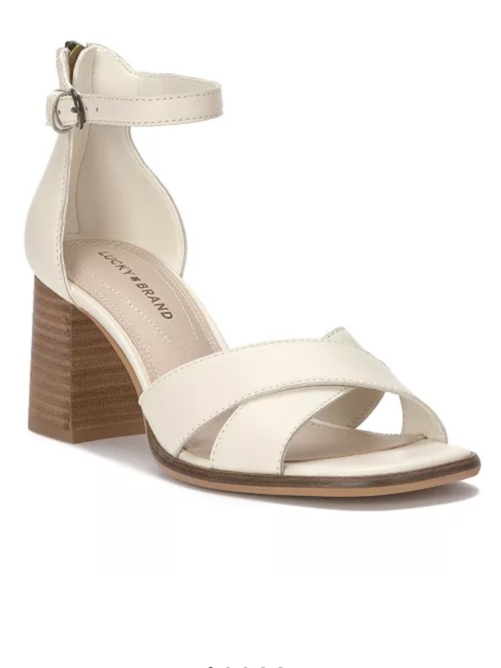 Lucky Brand Cream Strappy Block Heel Sandal